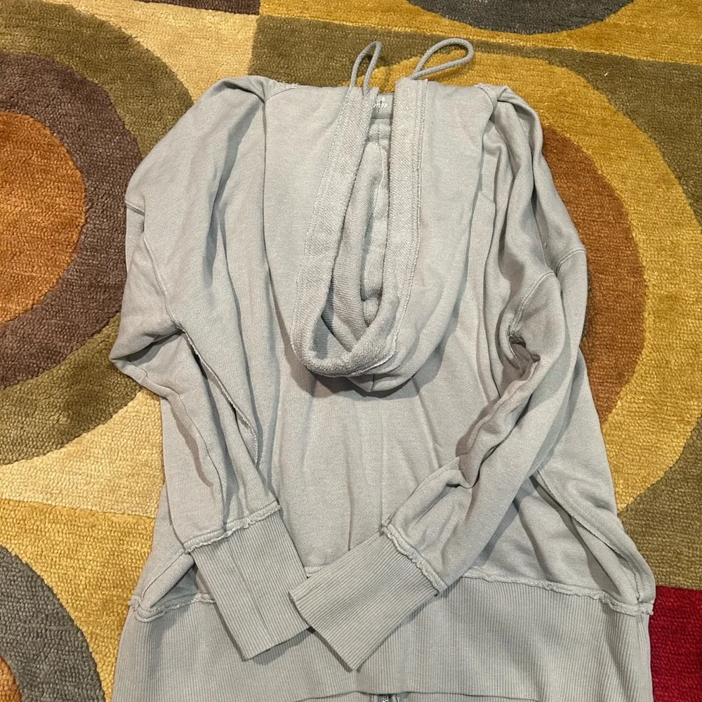 Aerie Zip Up Hoodie Oversized Sweatshirt Dusky Blue Size Medium